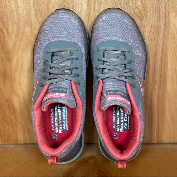 Womens 8 Skechers Slip Resistant Work Shoes Grey Pink SEF1508 - Picture 5 of 8